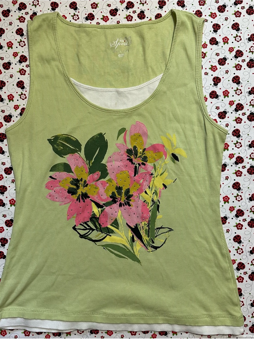 2000s Style & Co. Sport Layered Floral Tank Top Women’s Large